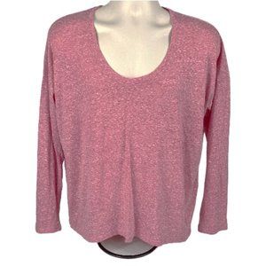 GAP Womens LS Tee Large Heathered Pink Scoop Neckline Hi-Low Hem